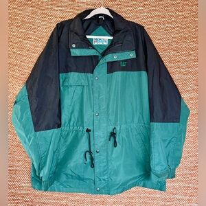 Vintage Teal and Black Caterpillar Windbreaker